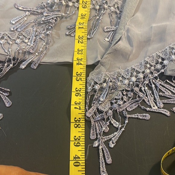 Pretty Angel Tunic,Dress,Fringe details,Sheer, Long Sleeve,Gray, Small,NWT - Picture 9 of 13